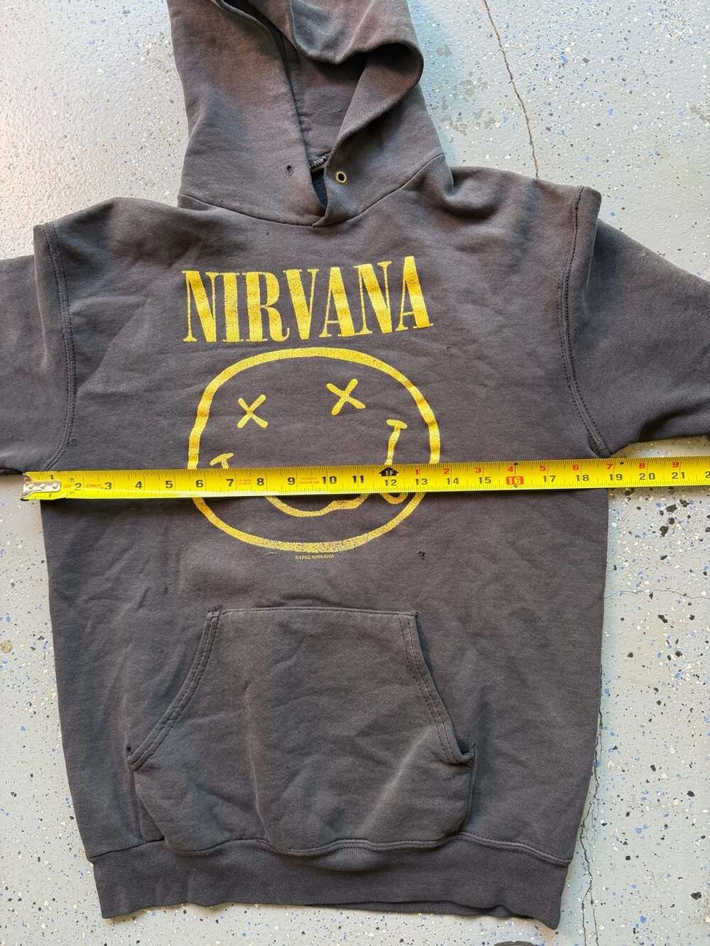 Vintage 1992 Original Nirvana Smiley Face Logo Graphic Hoodie - Picture 6 of 7